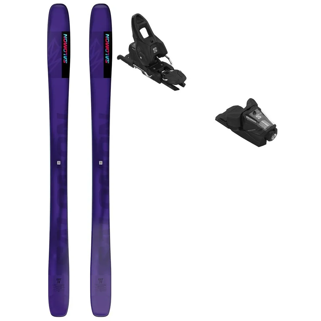 SALOMON Qst 98 /tillandsia violet pastel fluo bleu + Fix SALOMON Stage 10 Gw /noir