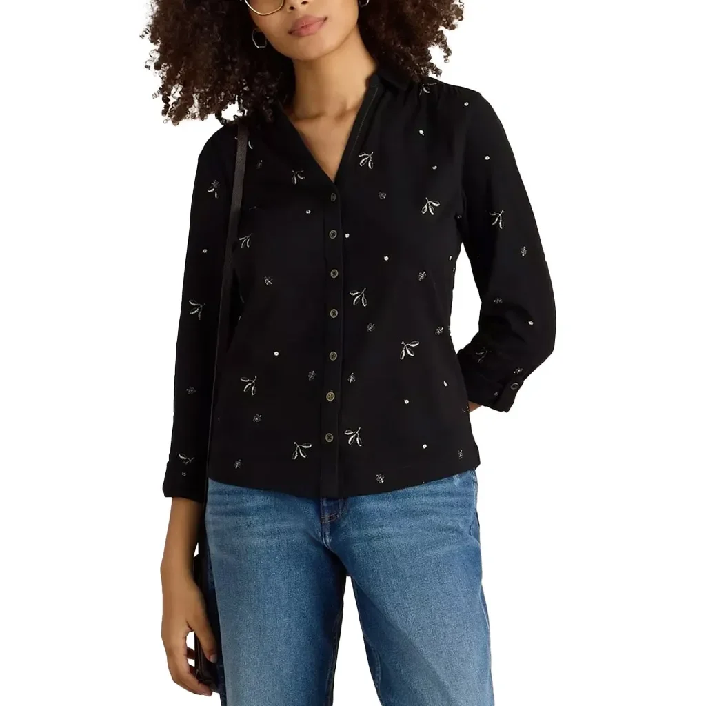WHITE STUFF Annie Embroidered Shirt /noir multi
