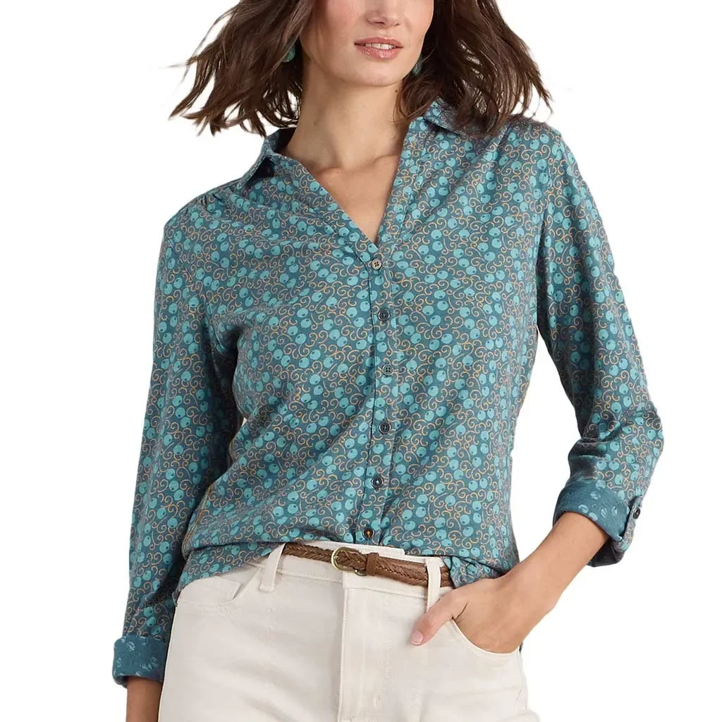 WHITE STUFF Annie Jersey Shirt /teal print