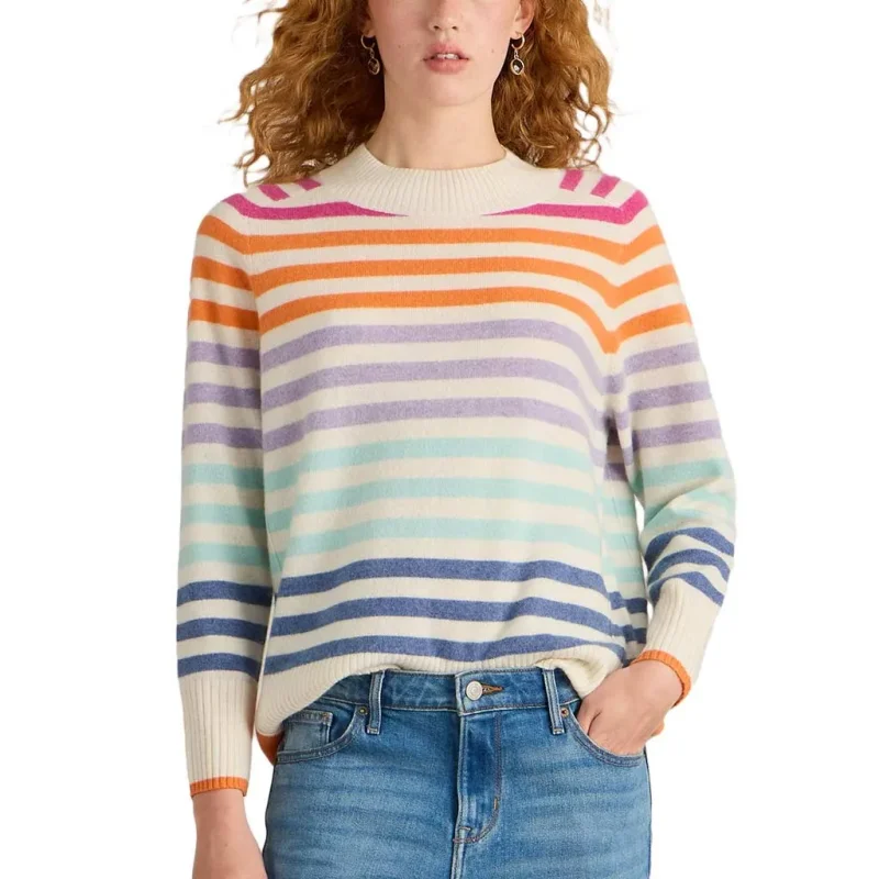 WHITE STUFF Rainbow Stripe Crew Cashmere Jumper naturel multi 2024 2025 Sportswear Femme