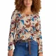 WHITE STUFF Long Sleeve Weaver Tee /naturel motif