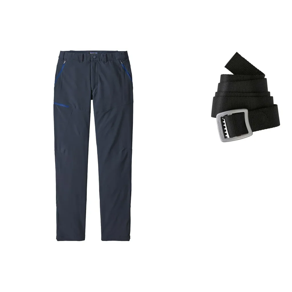 PATAGONIA Altvia Trail Pantalon Regular /new marine + PATAGONIA Tech Web Belt /noir