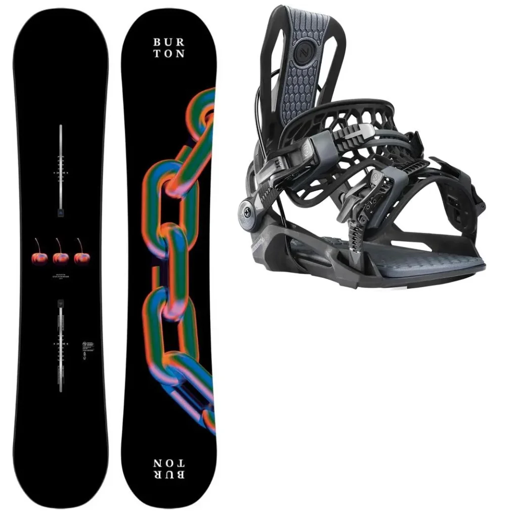 BURTON Cultivator Flat Top Wide + Fix NIDECKER Flow Fenix /noir
