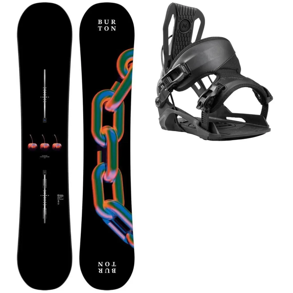 BURTON Cultivator Flat Top Wide + Fix NIDECKER Flow Nexus /noir