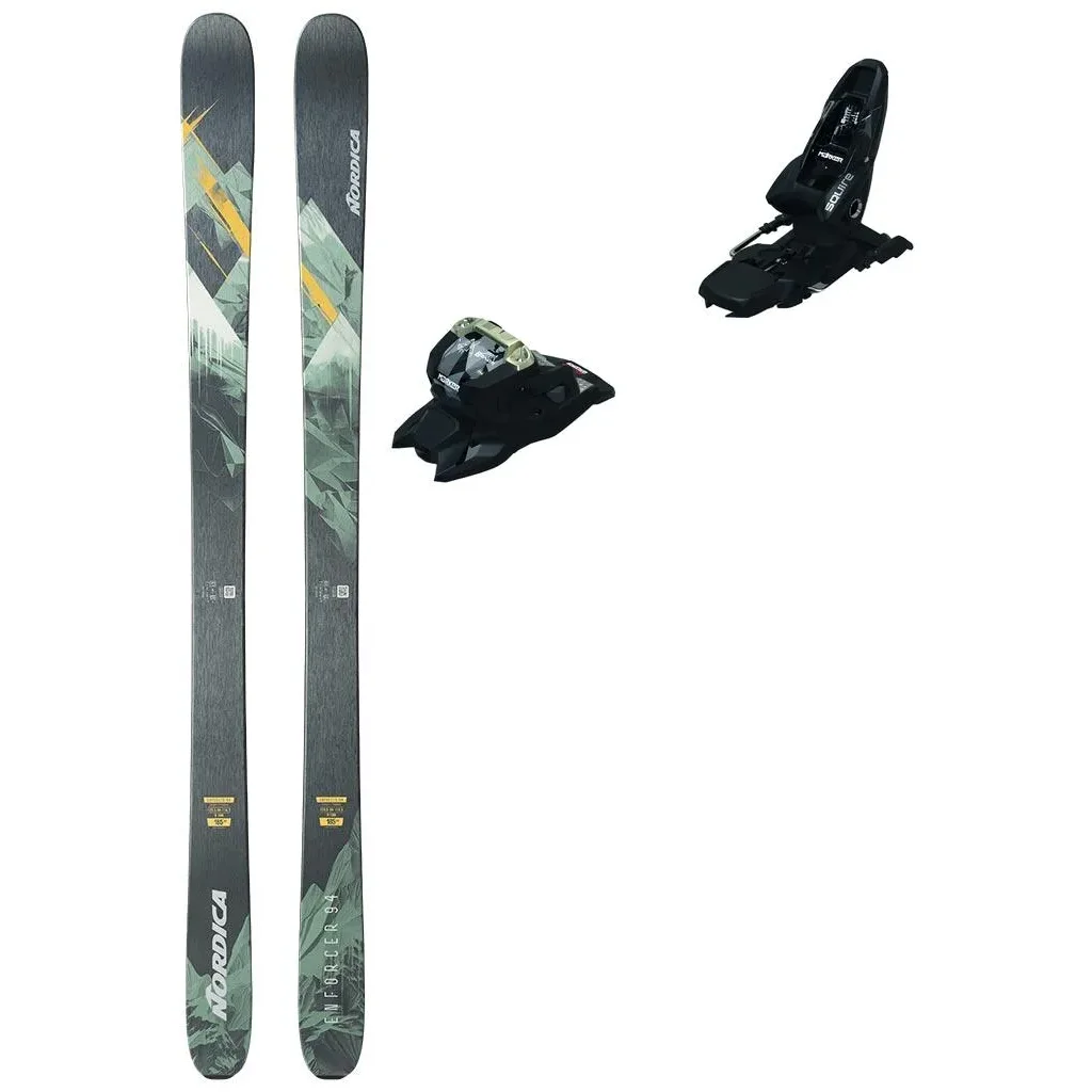 NORDICA Enforcer 94 /orange vert noir + Fix MARKER Squire 11 /noir