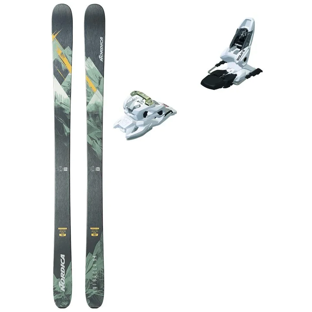 NORDICA Enforcer 94 /orange vert noir + Fix MARKER Squire 11 /white