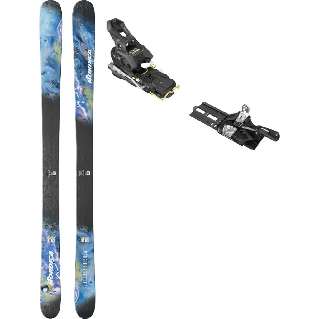 NORDICA Unleashed 98 CA /oilslick bleu + Fix TYROLIA Attack Hybrid 14 Mn /frein 110mm