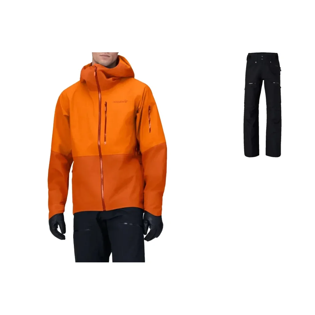 NORRØNA Lofoten Gore-Tex Veste /or flame + NORRØNA Lofoten Gtx Pantalon /caviar noir
