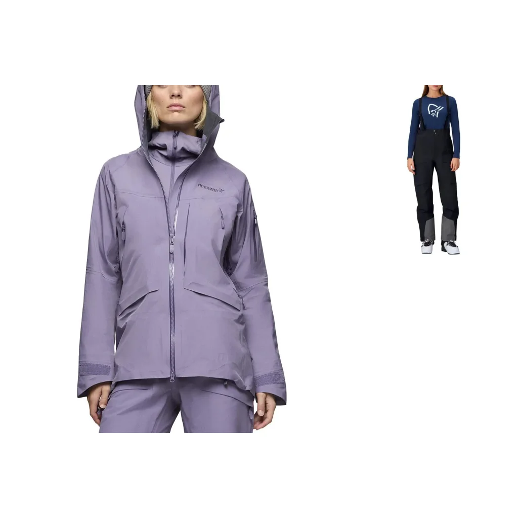 NORRØNA Møre Gore-Tex Jacket W /purple sage + NORRØNA Møre Gore-Tex Salopette /caviar black