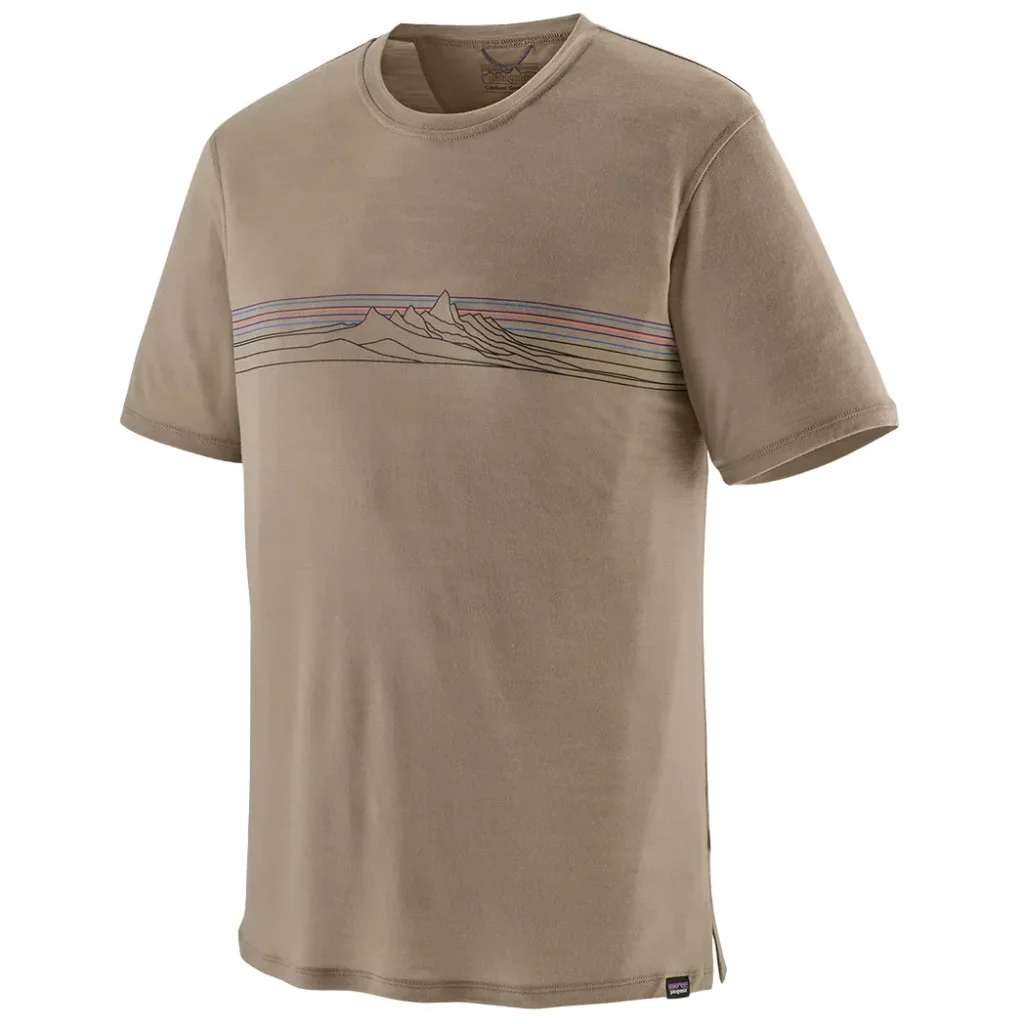 PATAGONIA Cap Cool Merino Blend Graphic Shirt /strata bandes seabird gris