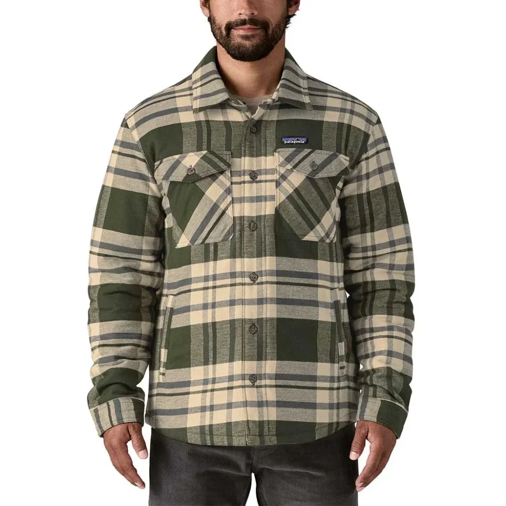 PATAGONIA LW Insulated Fjord Flannel Shirt /ashore old growth green