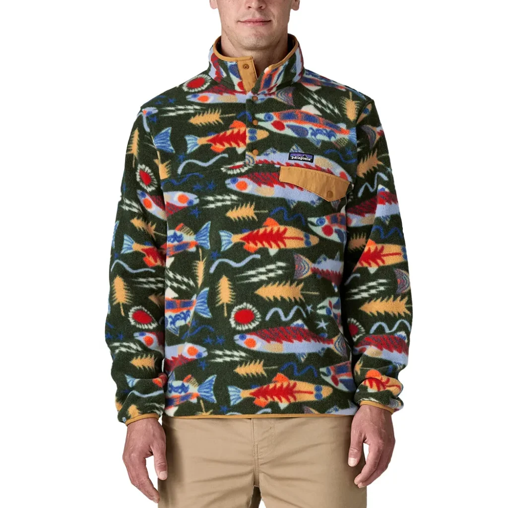 PATAGONIA LW Synch Snap-T Pull Over /salmon energy old growth green