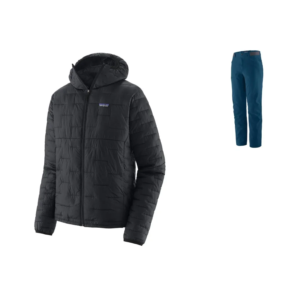 PATAGONIA Micro Puff Hoody /noir + PATAGONIA Venga Rock Pantalon /lagom bleu