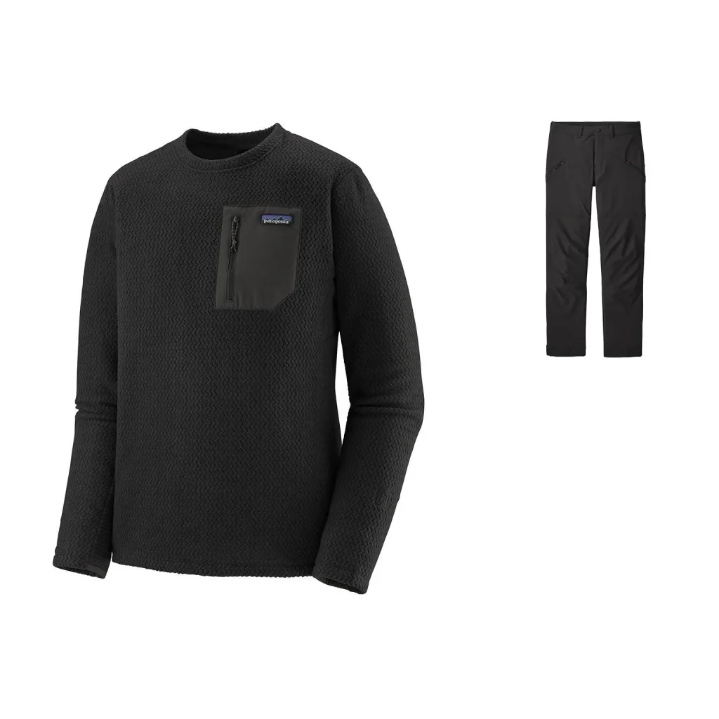 PATAGONIA R1 Air Crew /noir + PATAGONIA Point Peak Trail Pantalon Regular /noir