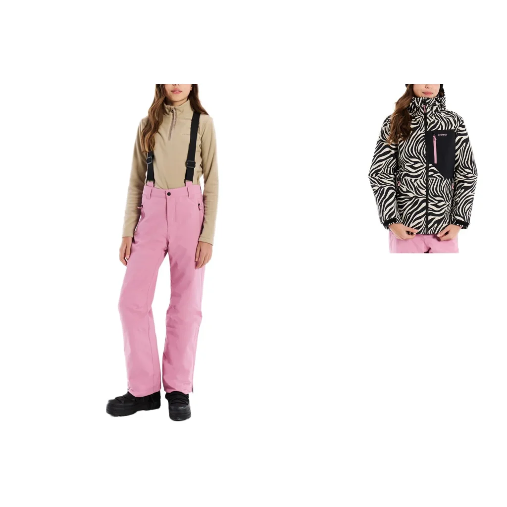 PROTEST Sunny Snowpants Jr /vintage pink + PROTEST PRTMinx Snowjacket Jr /true black