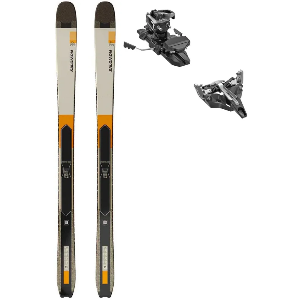 SALOMON Mtn 91 Carbon /almond milk black turmeric + Fix DYNAFIT Seven Summits+ freins 98 /black silver