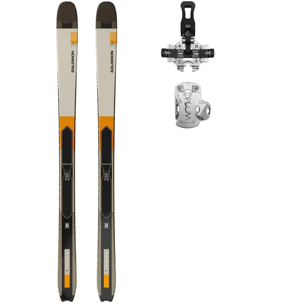 SALOMON Mtn 91 Carbon /almond milk black turmeric + Fix PLUM Guide 12 /gris