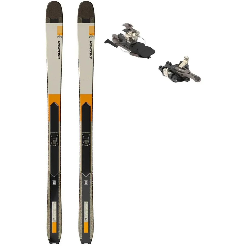 SALOMON Mtn 91 Carbon /almond milk noir turmeric + Fix ATK Raider 13 Evo /frein 97 mm /noir