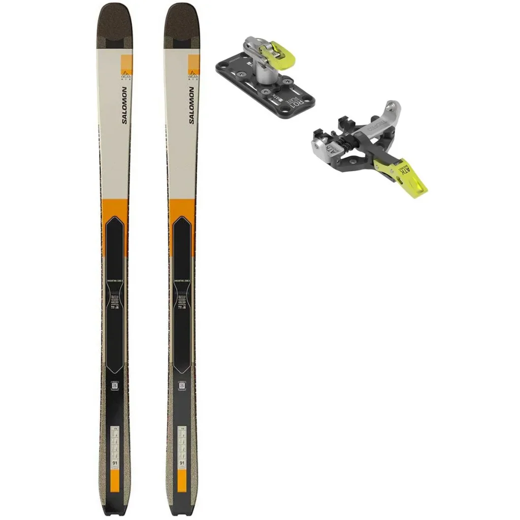 SALOMON Mtn 91 Carbon /almond milk noir turmeric + Fix ATK Trofeo 8 Plus