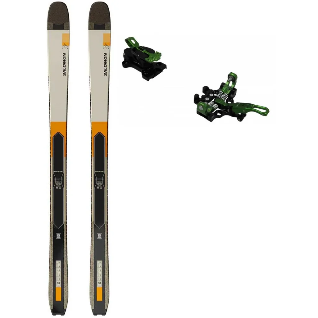 SALOMON Mtn 91 Carbon /almond milk noir turmeric + Fix PLUM Serak 8 /vert