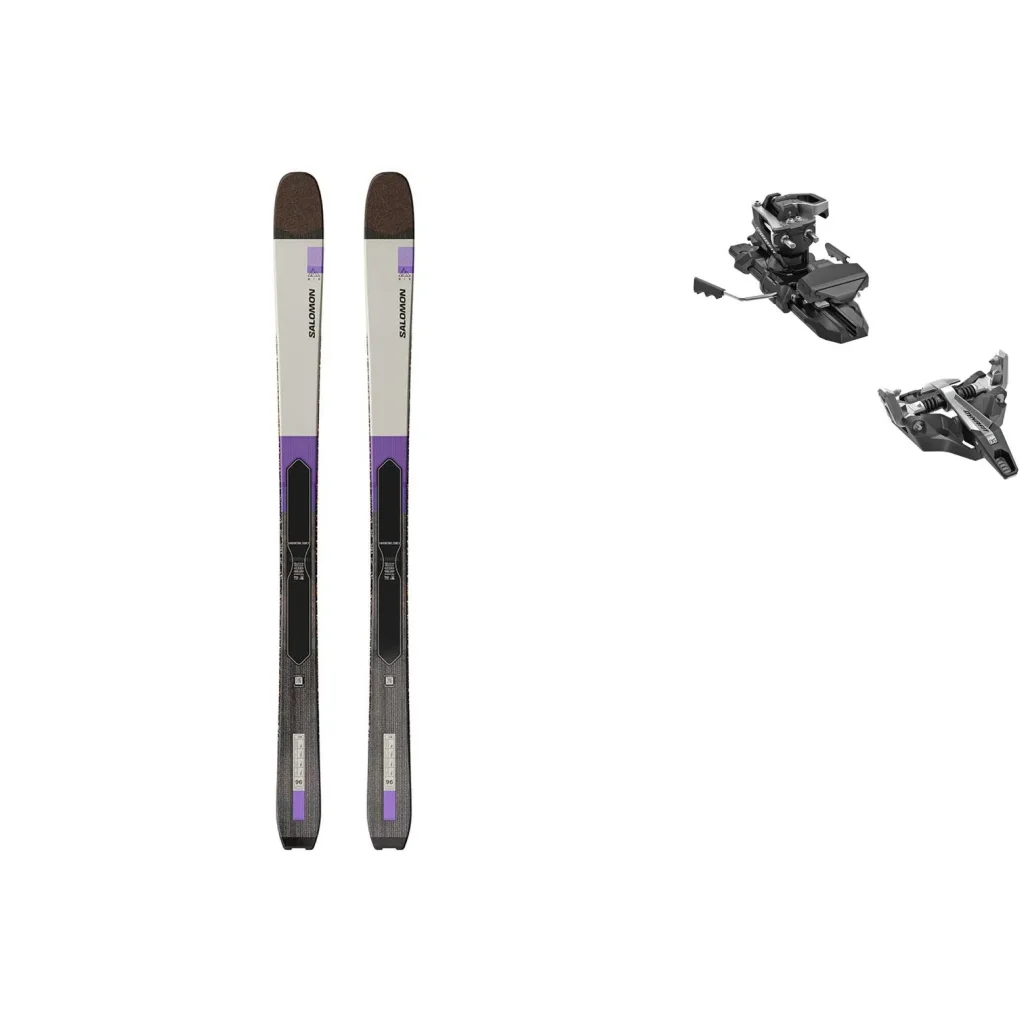 SALOMON Mtn 96 Carbon /almond milk black purple opulence + Fix DYNAFIT Seven Summits+ freins 98 /black silver