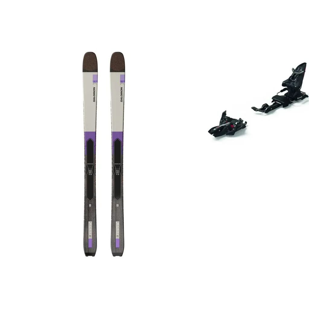 SALOMON Mtn 96 Carbon /almond milk black purple opulence + Fix MARKER Kingpin Mwerks 12 (75-100mm) /black red