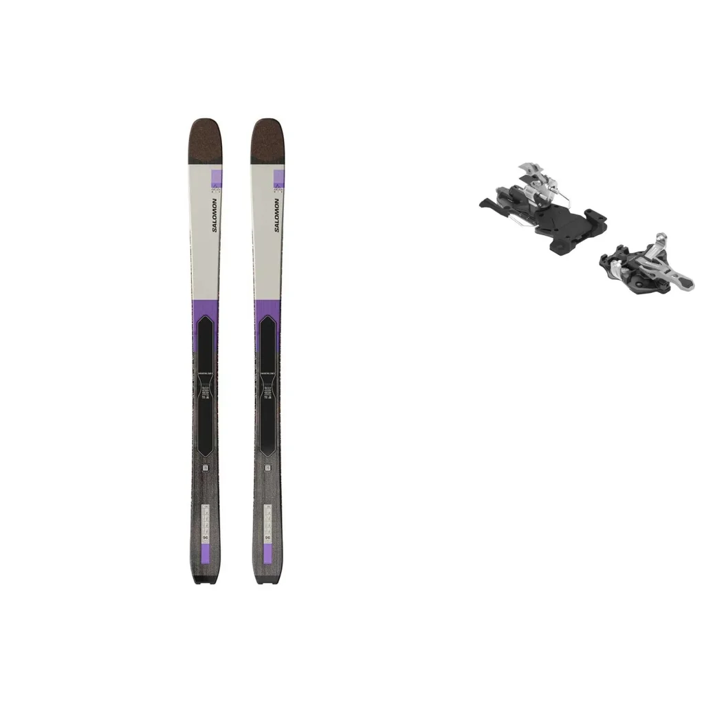 SALOMON Mtn 96 Carbon /almond milk noir violet opulence + Fix ATK Freeraider 15 Evo /freins 102 mm /titanium