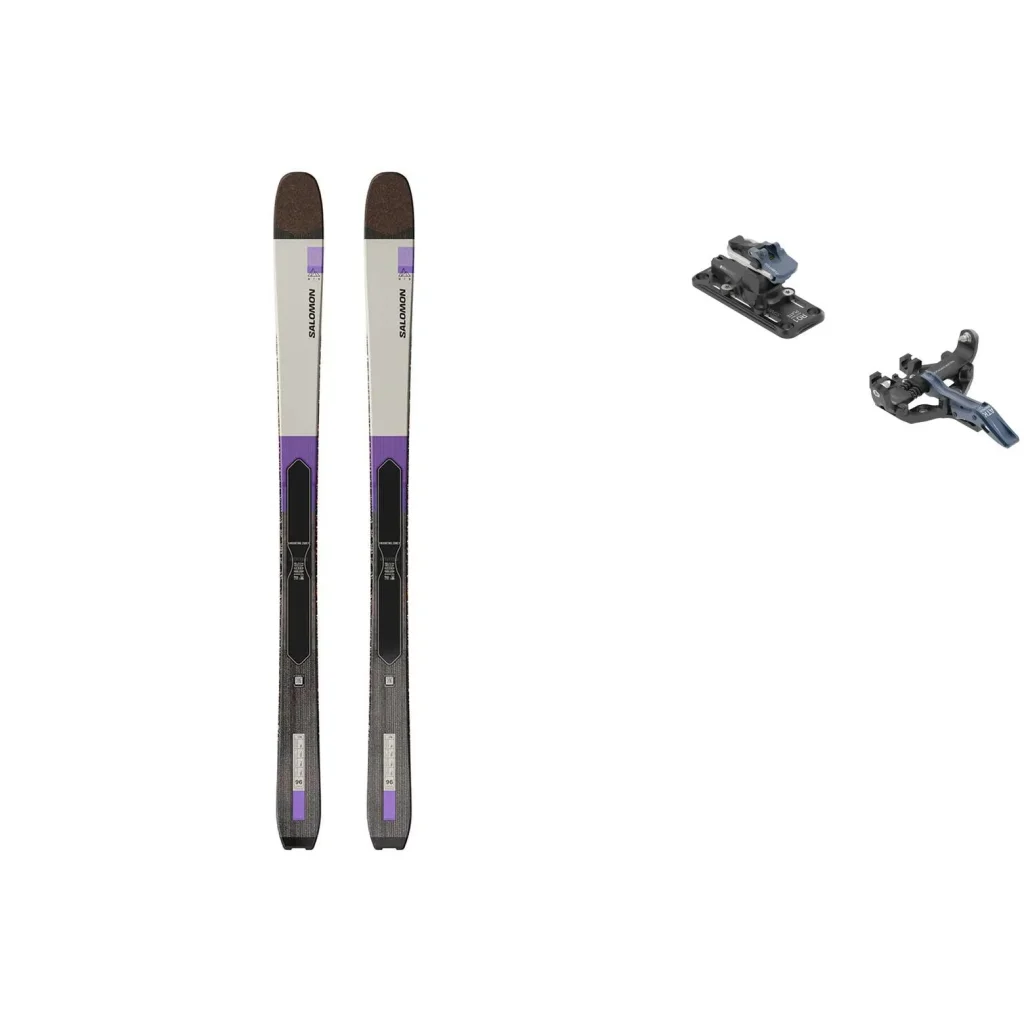 SALOMON Mtn 96 Carbon /almond milk noir violet opulence + Fix ATK Kuluar 12 Superlight /bleu marine