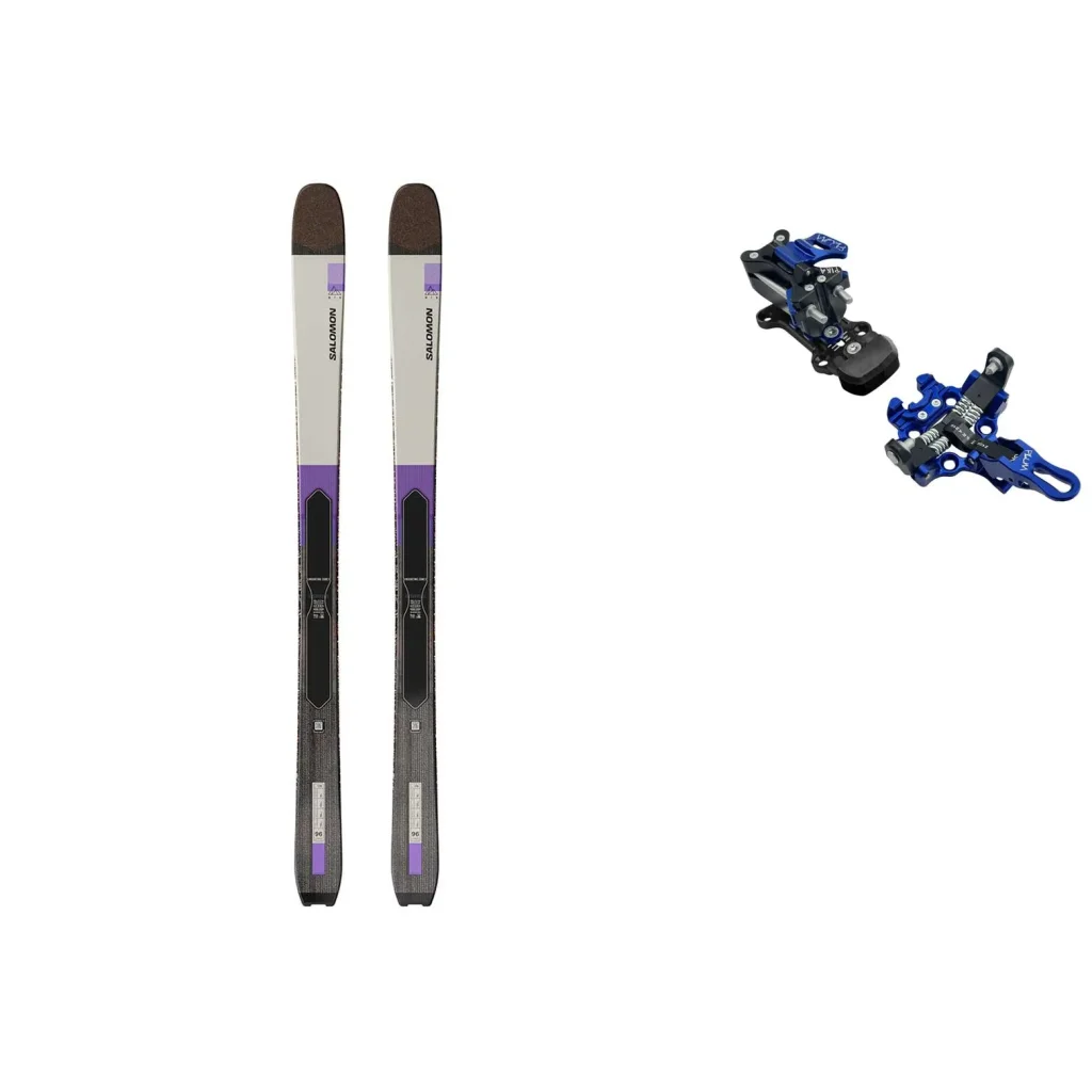 SALOMON Mtn 96 Carbon /almond milk noir violet opulence + Fix PLUM Pika /bleu