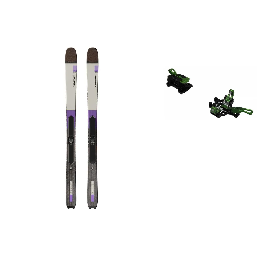 SALOMON Mtn 96 Carbon /almond milk noir violet opulence + Fix PLUM Serak 8 /vert
