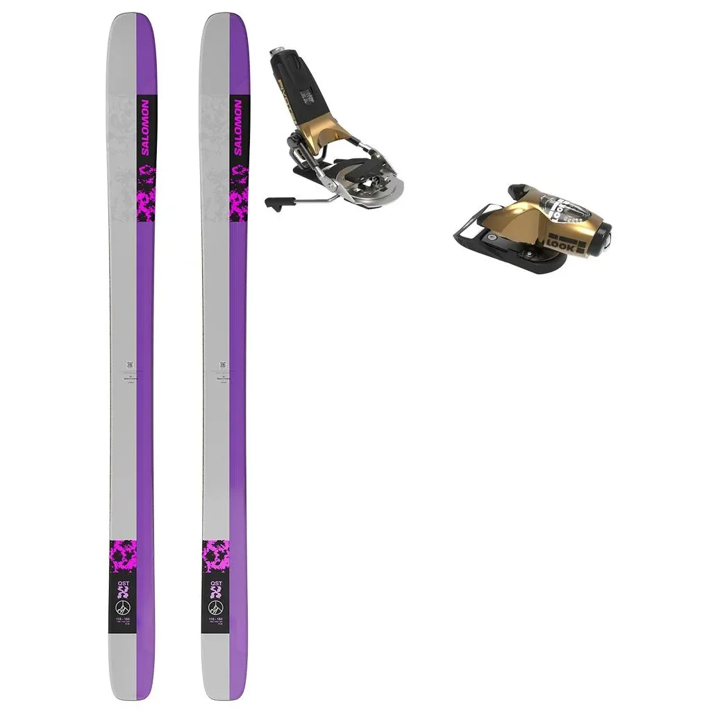 SALOMON Qst X /black shocking pink lunar rock + Fix LOOK Pivot 15 Gw Freins /gold