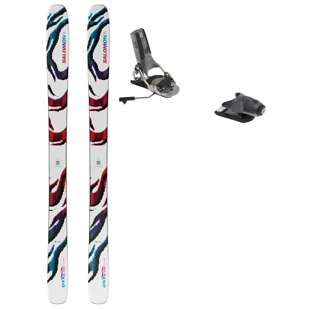 SALOMON S/lab qst blank /blanc rouge process bleu + Fix LOOK Pivot 2.0 15 Gw Freins 115 /noir metal