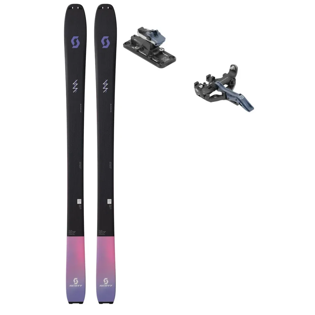 SCOTT Explorair 88 W /noir violet + Fix ATK Kuluar 12 Superlight /bleu marine