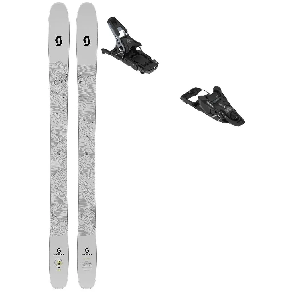 SCOTT Sea 108 /blanc jaune + Fix SALOMON S/lab shift² 13 multinorm /noir argent met