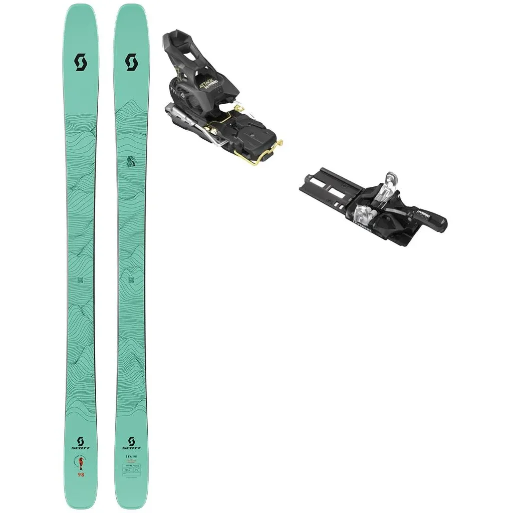 SCOTT Sea 98 /menthe vert rose + Fix TYROLIA Attack Hybrid 14 Mn /frein 110mm