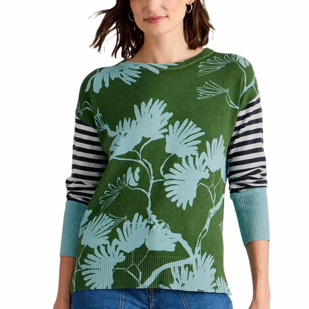 WHITE STUFF Olive Print Jumper /green pr