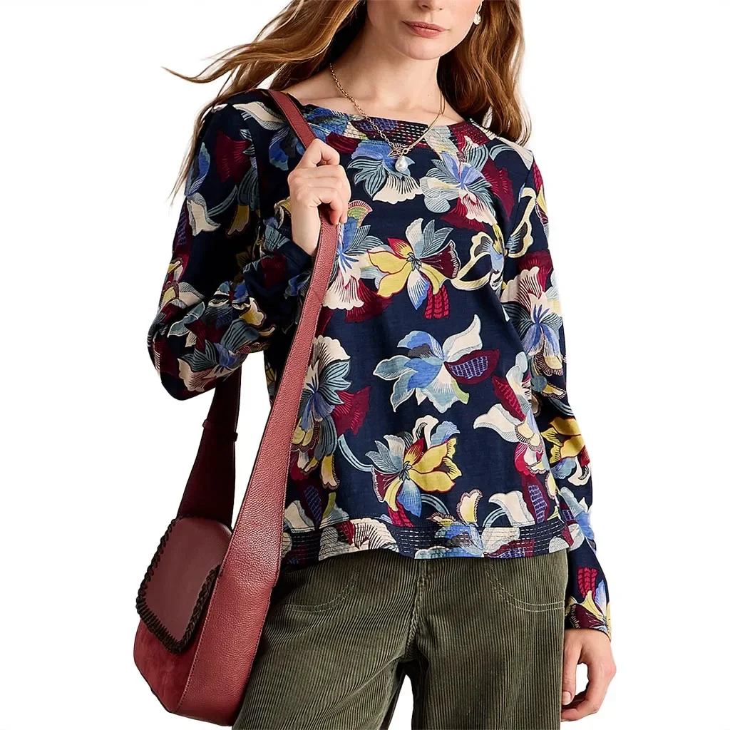 WHITE STUFF Weaver Ls Tee /navy pr