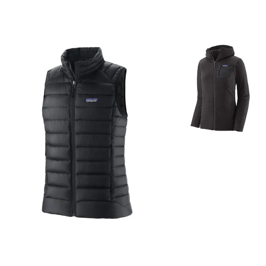 PATAGONIA Down Sweater Vest W /black + PATAGONIA R1 Air Full Zip Hoody W /black