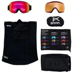 ANON M4 Goggles Toric cat3+1 + Bonus Lens + MFI Face Mask /noir /perceive sunny rouge - ANON
