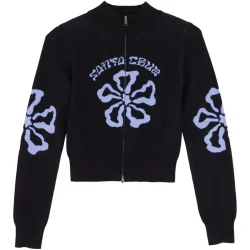 SANTA CRUZ Flower Knit Track Top /noir wash - SANTA-CRUZ