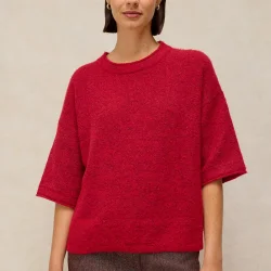 WHITE STUFF Kate Knitted Tee /brt rouge - WHITE-STUFF