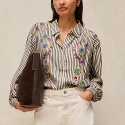 WHITE STUFF Lena Embroidered Shirt /Ivory Mlt