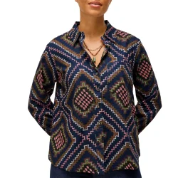 WHITE STUFF Libby Organic Cotton Shirt /Navy Multi - WHITE-STUFF