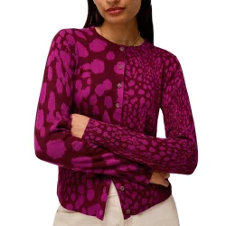 WHITE STUFF Lois Print Cardi /Pink Mlt
