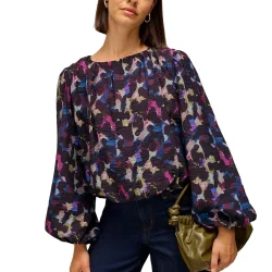 WHITE STUFF Lyra Bubble Hem Top /Pink Mlt - WHITE-STUFF