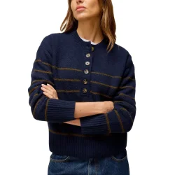 WHITE STUFF Stripe Henley Jumper /nat mlt - WHITE-STUFF