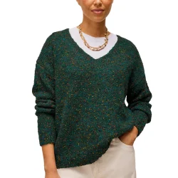 WHITE STUFF Texture V Neck Jumper /dk vert - WHITE-STUFF