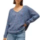 WHITE STUFF Texture V Neck Jumper /mid bleu