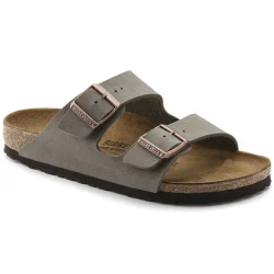 BIRKENSTOCK Arizona Birko-Flor Birkibuc /stone (narrow) - BIRKENSTOCK