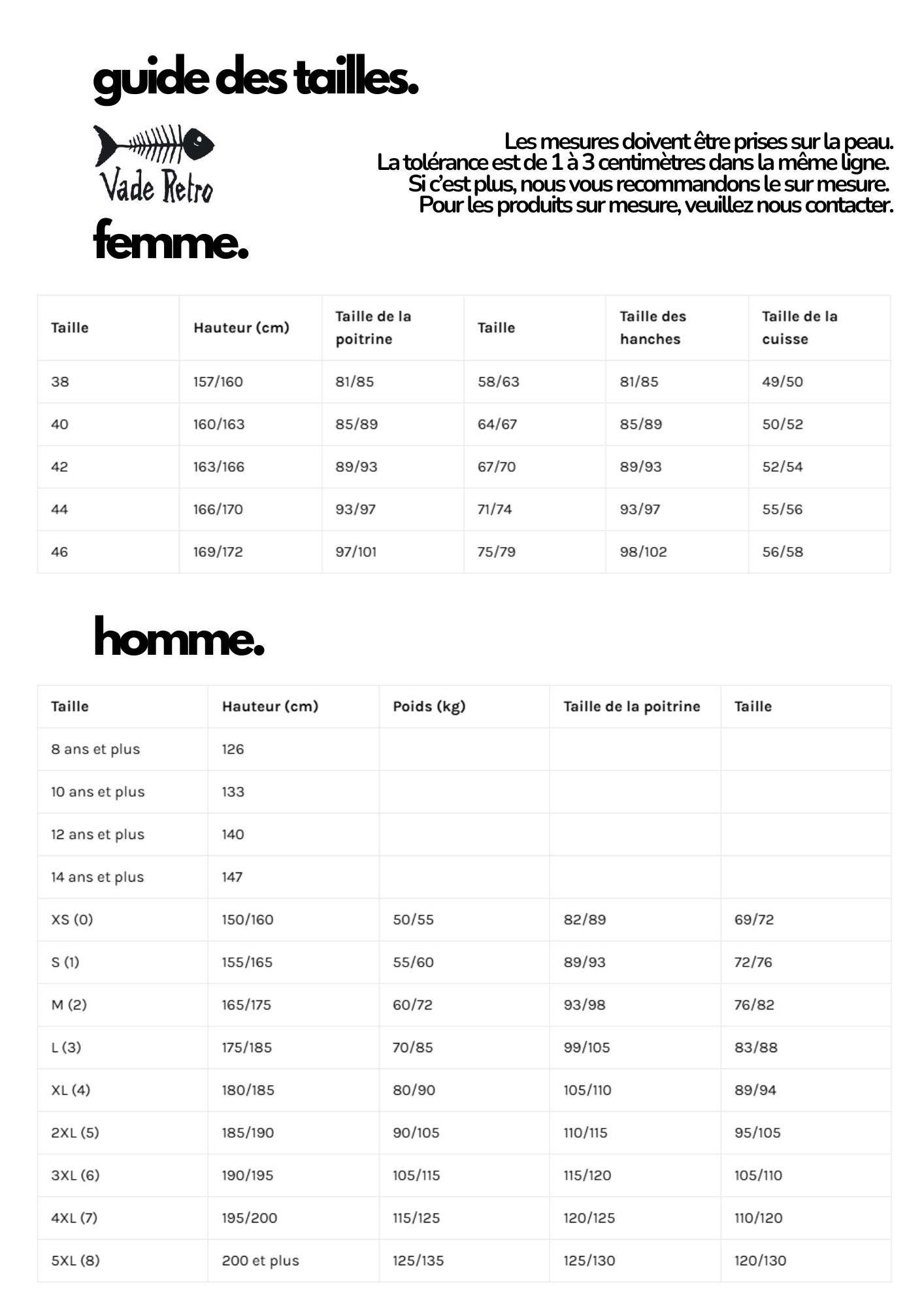 Guide des tailles